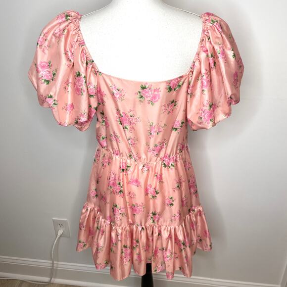 LoveShackFancy x Target Floral Puff Sleeve Cecile Mini Dress In Pink Size 8 - Picture 11 of 16